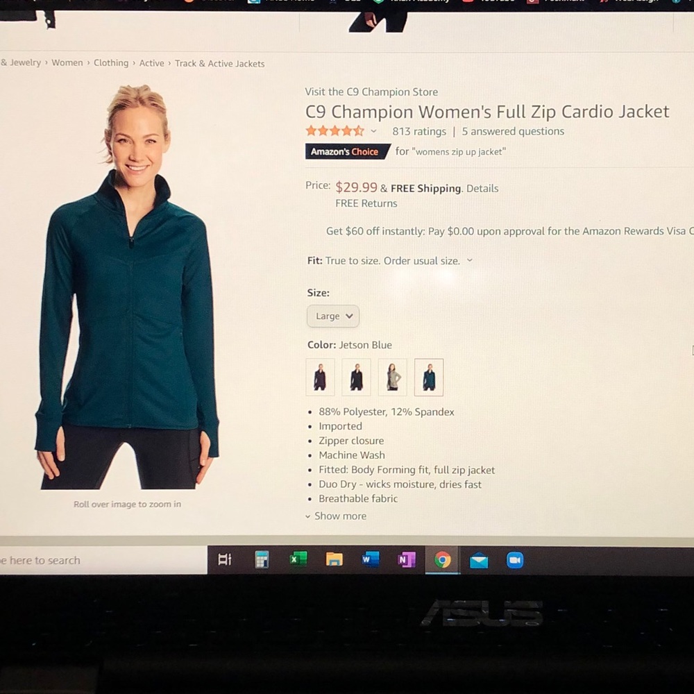 SOLD***Champion- Teal Blue Warm Up Jogger Jacket - Picture 6 of 6